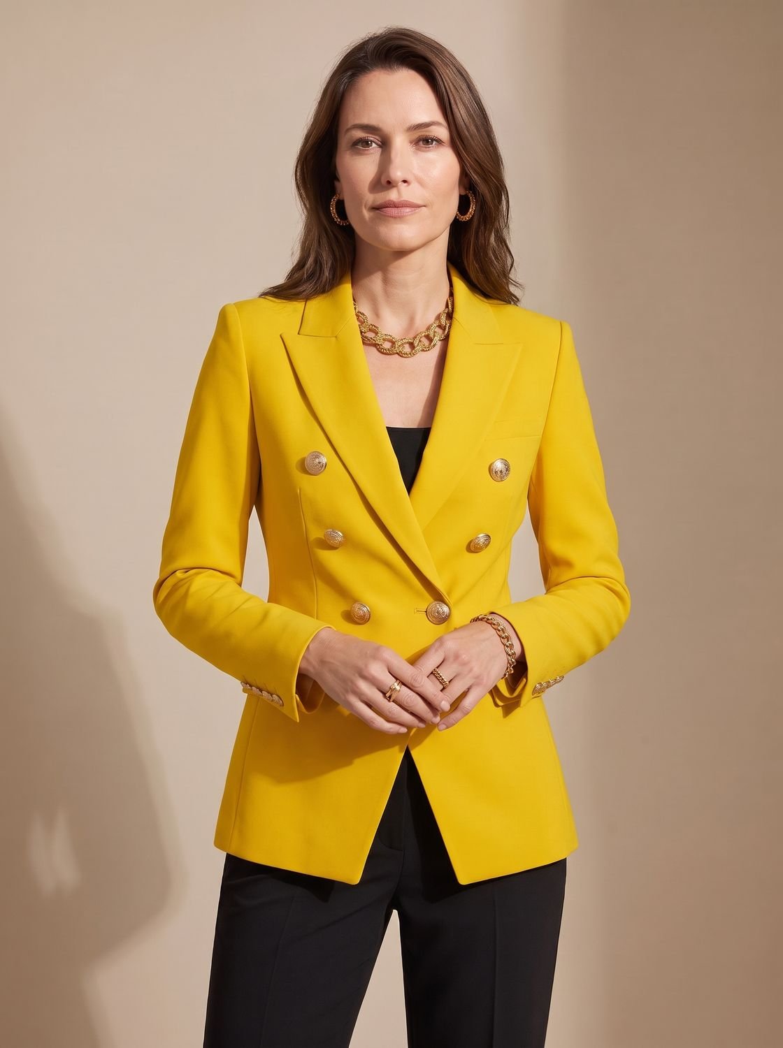 Marianne | Blazer Cruzado Entallado con Botones Dorados