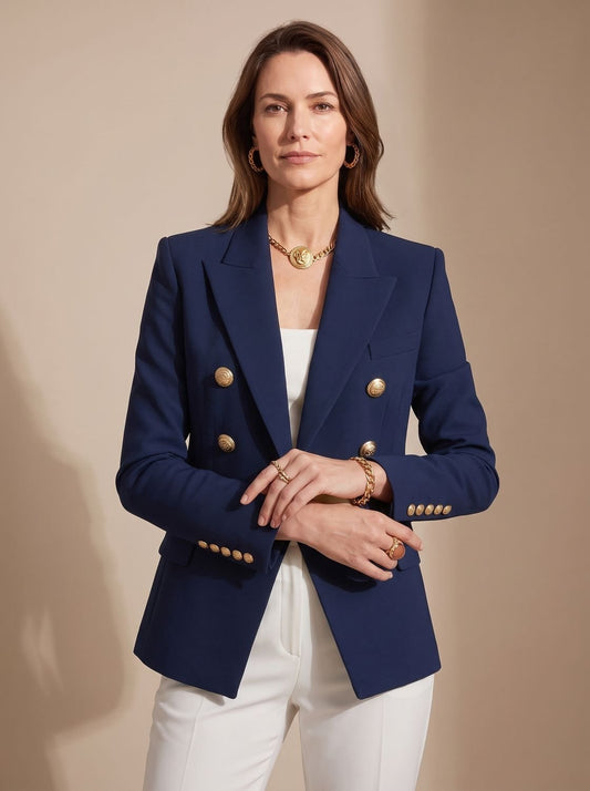 Marianne | Blazer Cruzado Entallado con Botones Dorados